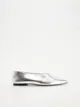 Buty typu baleriny, wykonane ze skóry naturalnej. - srebrny
