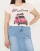 Różówy t-shirt damski z nadrukiem PLUS SIZE - Odzież - Różowy