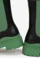Czarno-Zielone Botki Sztyblety z Kolorowymi Wstawkami i Podeszwą Balke