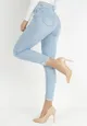 Jasnoniebieskie Jeansy Skinny z Postrzępionymi Nogawkami Push UpEleth