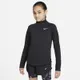 Koszulka z długim rękawem do biegania dla dużych dzieci (dziewcząt) Nike Dri-FIT - Czerń