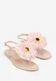 Ciemnobeżowe Sandały Japonki z Kwiatem Tristiva