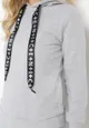 Szary 2-Częściowy Bawełniany Komplet Dresowy Bluza z Kapturem i Spodnie z Gumką Aniko