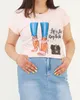 Różowy damski t-shirt z printem PLUS SIZE - Odzież - Jasnoróżowy || Różowy