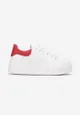 Biało-Czerwone Sneakersy przed Kostkę na Grubej Podeszwie Arionn