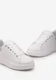 Biało-Srebrne Sneakersy na Platformie z Cyrkoniami i Brokatem z Tyłu Asisia
