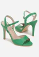 Zielone Sandały na Szpilce z Okrągłym Noskiem Rozlyna