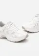 Biało-Srebrne Sportowe Sneakersy z Imitacji Skóry z Ozdobnymi Paskami Vilirea