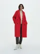 Dwurzędowy płaszcz z wełną - Czerwony