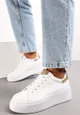 Biało-Złote Sneakersy na Modnej Platformie Broida