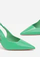 Zielone Eleganckie Sandały na Niskiej Szpilce Kaysle
