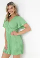 Zielona Sukienka Plisowana z Kopertowym Dekoltem Zamiya