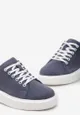 Niebieskie Sneakersy ze Skóry Naturalnej z Ozdobnym Zapiętkiem Emicca