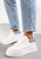 Biało-Niebieskie Sneakersy z Ekoskóry na Platformie ze Sznurowaniem Marienli