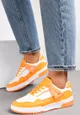 Pomarańczowe Sneakersy przed Kostkę Ozdobione Wstawkami Oinivo