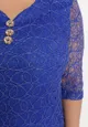 Niebieska Koronkowa Sukienka Mini z Metaliczną Nitką Adonta