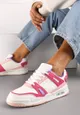 Biało-Różowe Sznurowane Sneakersy z Licznymi Wstawkami z Ekoskóry Gwendias