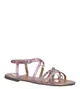 Różowe sandały metaliczne płaskie z nitami Casu S19X5/P