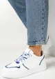 Niebieskie Sneakersy z Błyszczącymi Wstawkami i Dekoracyjnym Sznurowaniem Horustia