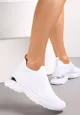 Białe Skarpetkowe Sneakersy na Grubej Podeszwie z Metaliczną Wstawką Markan