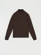 Dopasowany sweter z golfem uszyty z bawełny z domieszką wytrzymałego materiału. - brązowy