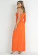 Pomarańczowa Kopertowa Sukienka Maxi na Jedno Ramię z Marszczeniami Analaura