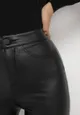 Czarne Szerokie Spodnie z Imitacji Skóry Pasinsa