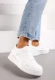 Białe Sneakersy na Grubej Podeszwie z Cholewką Przed Kostkę Alriel