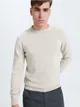 Sweter o regularnym kroju uszyty w 100% z bawełny. - beżowy