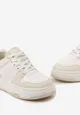Beżowe Sneakersy Ozdobione Perforacją i Przeszyciami na Platformie Fradania