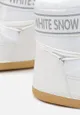 Białe Ocieplone Śniegowce Wsuwane z Ozdobnym Napisem i Sznurowaniem Nalissa