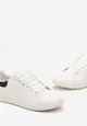 Biało-Czarne Sznurowane Sneakersy z Ekoskóry na Płaskiej Podeszwie Ozdobione Brokatem Filirea