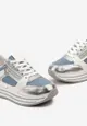 Niebieskie Sneakersy z Brokatowymi Wstawkami i Krótkim Suwakiem Naiwra