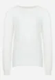 Biały Puchaty Sweter z Długim Rękawem Obirta