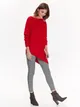 Czerwony sweter damski z asymetrycznym dołem