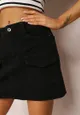 Czarna Spódnica Mini z Jeansu z Regularnym Stanem Veliaya
