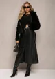 Czarna Trapezowa Spódnica Maxi z Imitacji Skóry Selariel