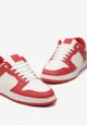 Czerwone Sznurowane Sneakersy na Płaskiej Podeszwie z Imitacji Skóry Bioriana