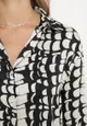 Czarna Koszula Ozdobiona Mozaikowym Wzorem Melinn
