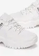 Białe Sneakersy na Masywnej Podeszwie z Ozdobną Taśmą Razhe