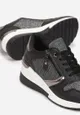 Czarne Sznurowane Sneakersy na Koturnie z Brokatem i Ozdobnym Suwakiem Alissa
