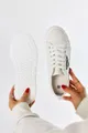 Białe trampki creepersy na platformie buty sportowe sznurowane casu la134p