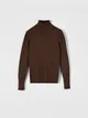 Sweter z golfem uszyty z wiskozy z dodatkiem elastycznych włókien. - brązowy