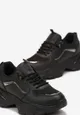 Czarne Sneakersy przed Kostkę na Grubej Podeszwie z Metalicznymi Wstawkami Sepella