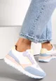 Biało-Fioletowe Sznurowane Sneakersy z Ozdobnymi Wstawkami Sandelal