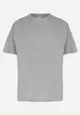 Szary Bawełniany T-shirt z Krótkim Rękawem Lutokia