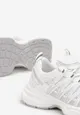 Białe Sznurowane Sneakersy na Płaskiej Grubej Podeszwie Ozdobione Przeszyciami Elussara