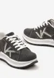 Czarne Sneakersy na Piankowej Platformie Ozdobione Cyrkoniami z Boku Epirvala