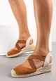Brązowe Sandały na Koturnie z Plecionki Cadite