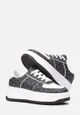 Czarne Sneakersy na Platformie Zdobione Geometrycznym Wzorem Zamya